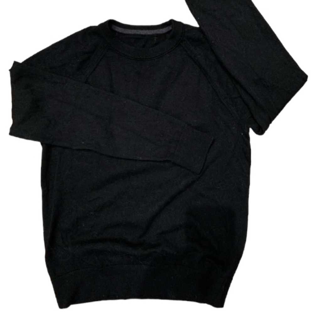 Black Merino Wool Crewneck Sweater—UNISEX (Size S-M)